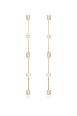 Pearl and Crystal Linear Earrings