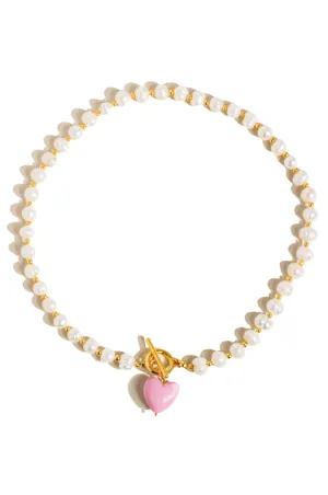 Pearl Toggle Chunky Heart Necklace