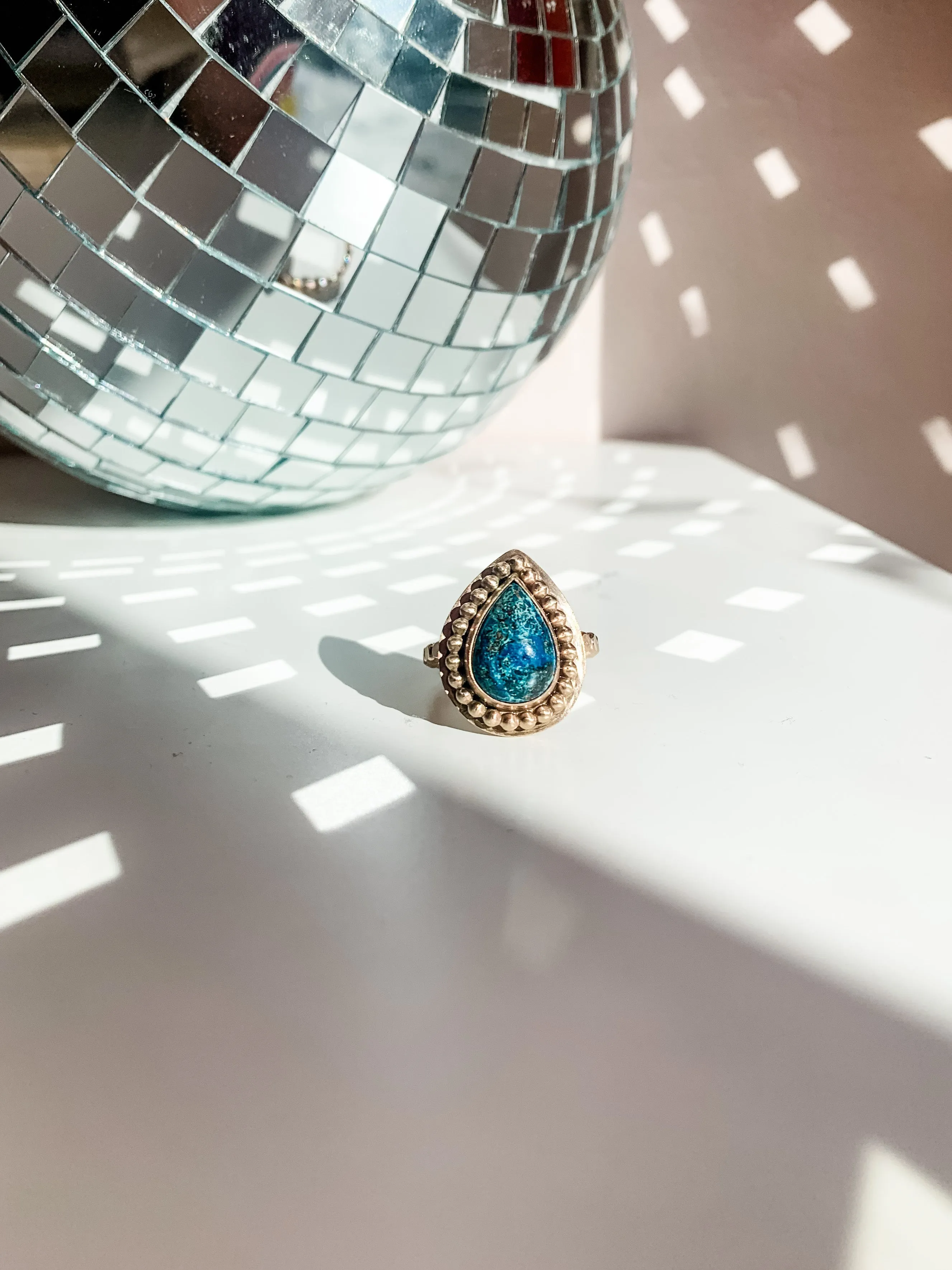 People's Choice Gold Halo Turquoise Statement Ring size 7