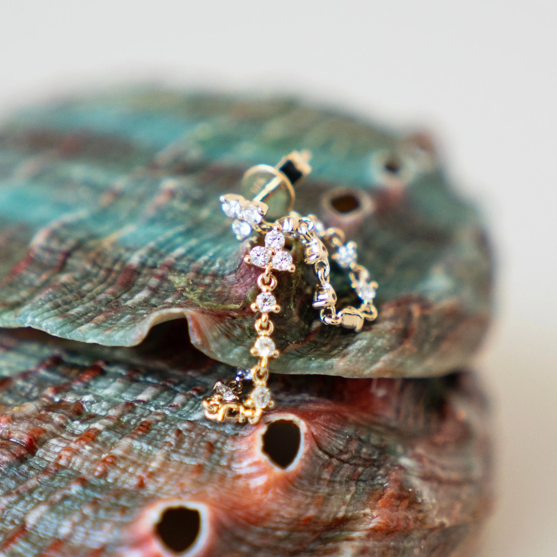 Petit Diamond Trio and Diamond Chain Earrings