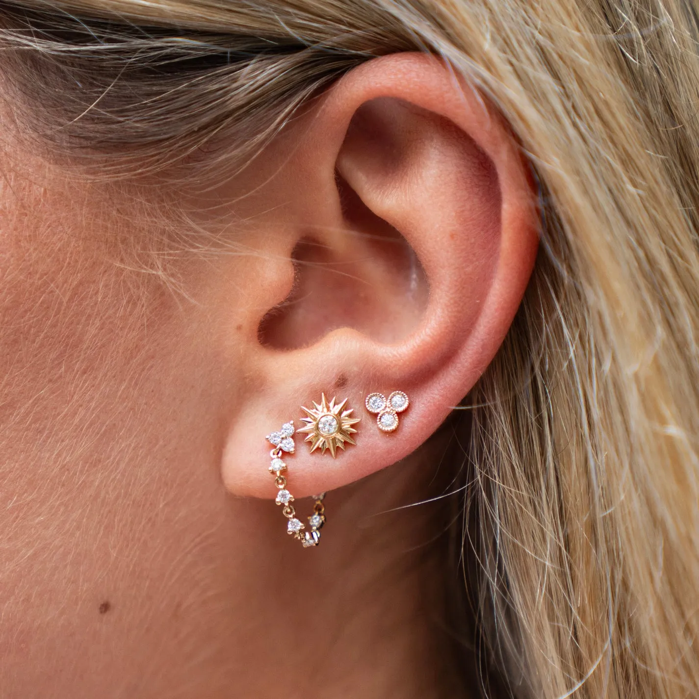 Petit Diamond Trio and Diamond Chain Earrings