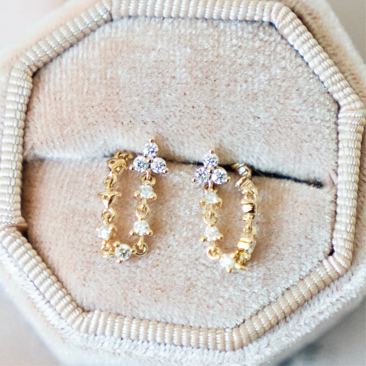 Petit Diamond Trio and Diamond Chain Earrings