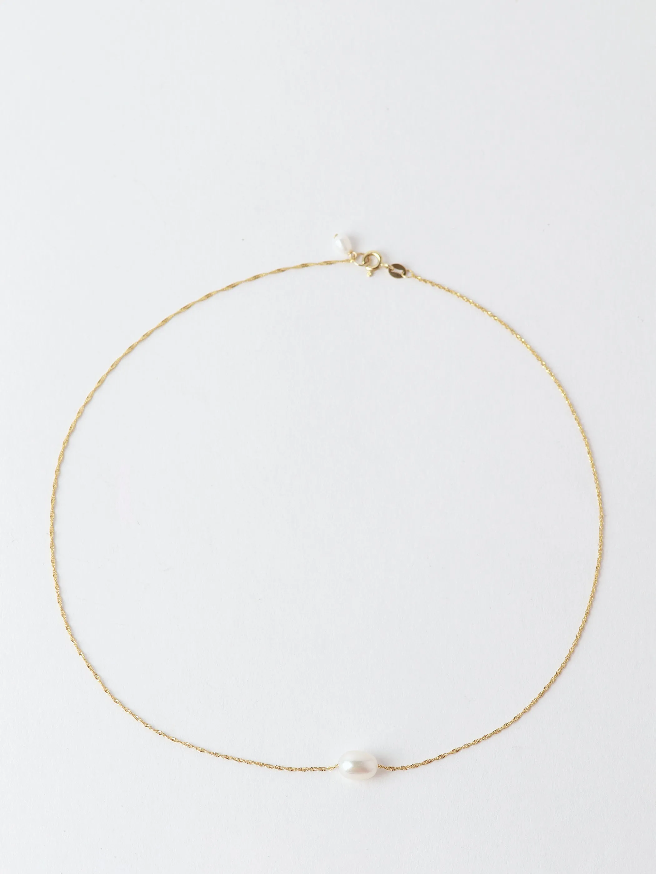 Petite Oval Pearl Solitaire Necklace