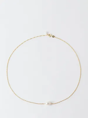 Petite Oval Pearl Solitaire Necklace