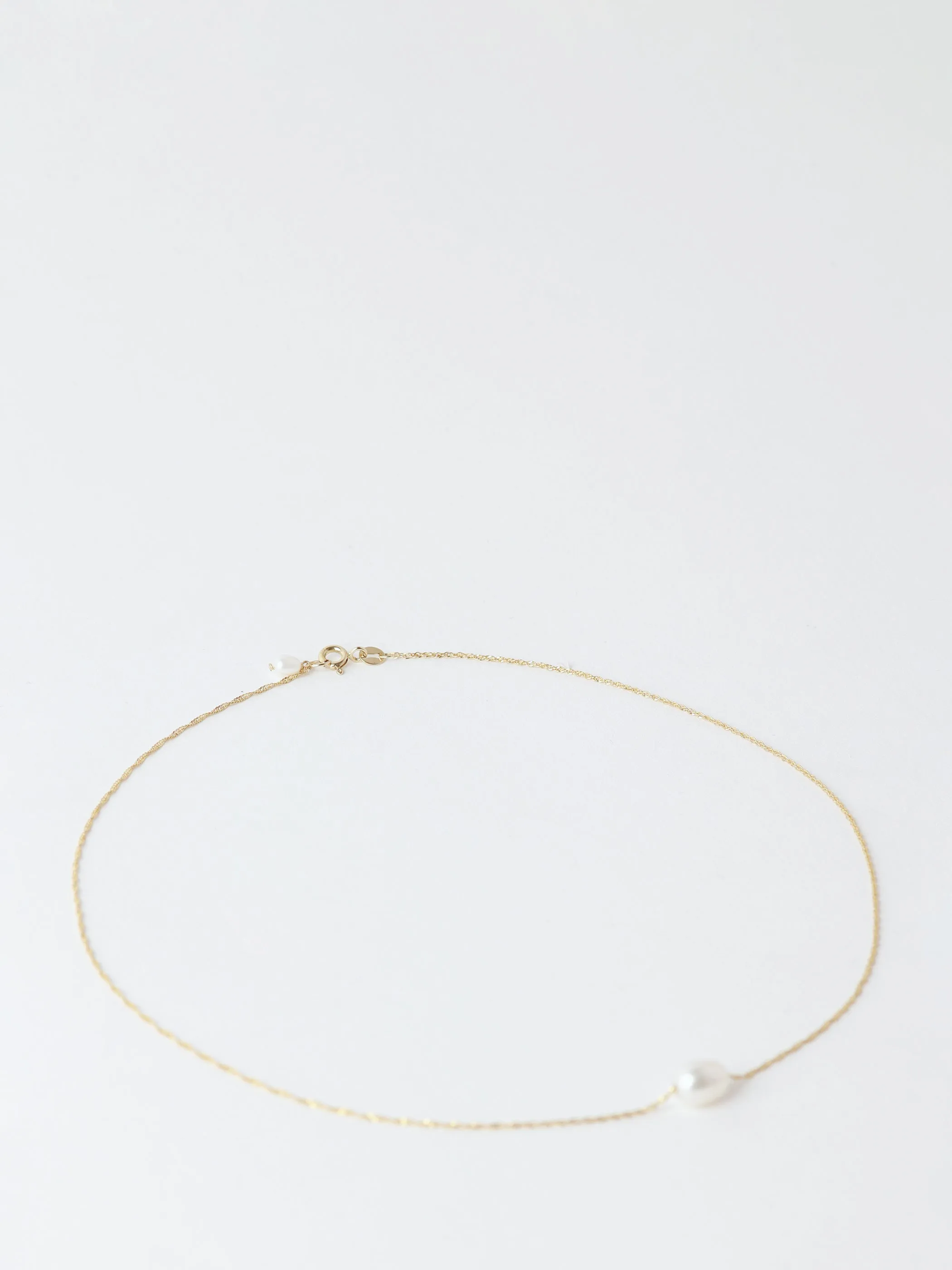 Petite Oval Pearl Solitaire Necklace