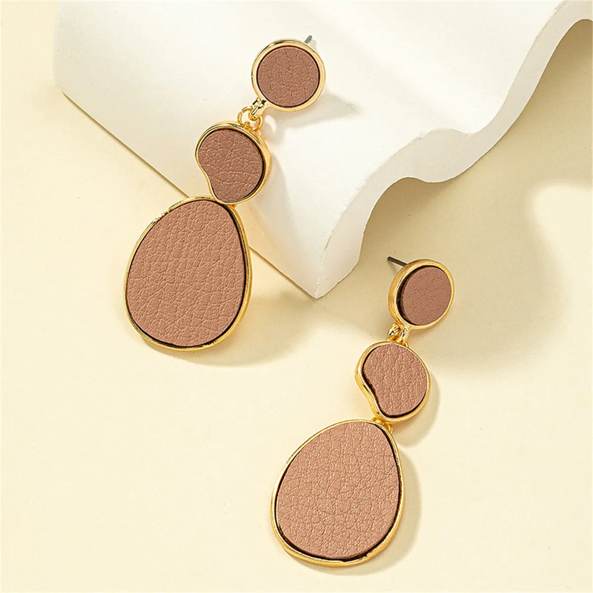 Pink Polystyrene & 18K Gold-Plated Oval Drop Earrings