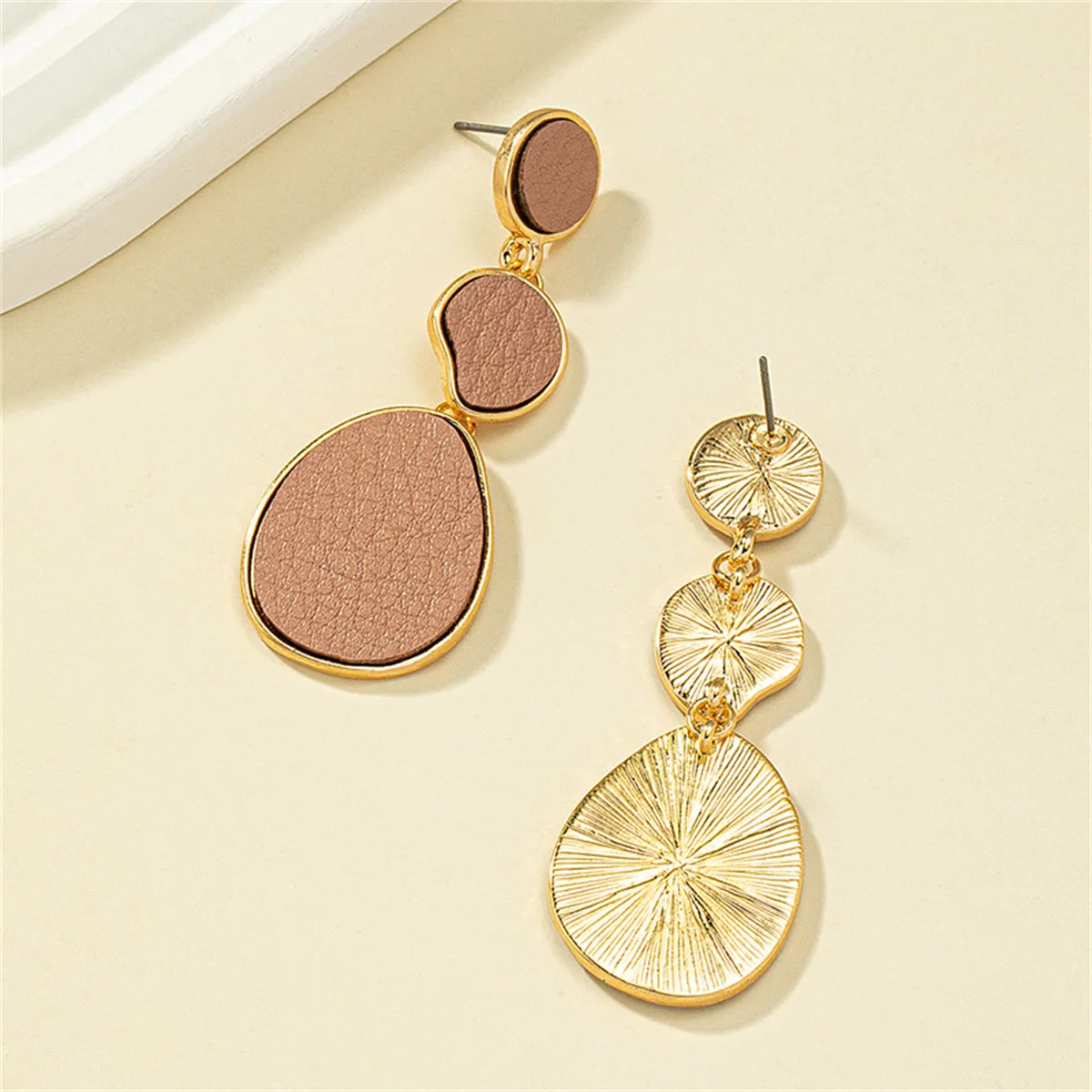 Pink Polystyrene & 18K Gold-Plated Oval Drop Earrings