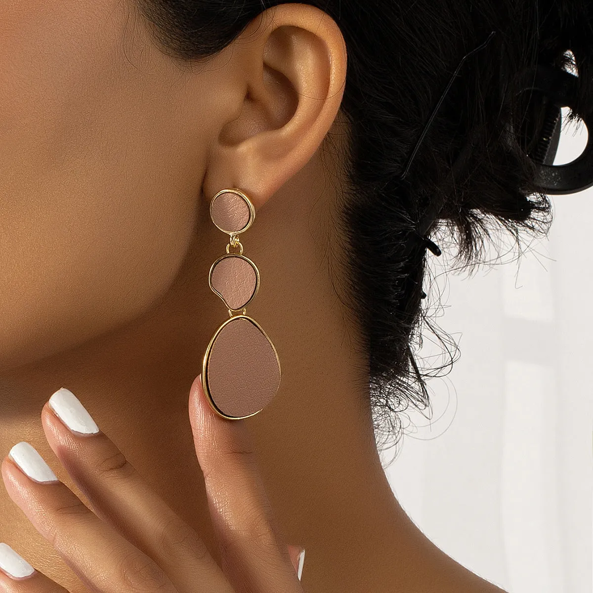 Pink Polystyrene & 18K Gold-Plated Oval Drop Earrings