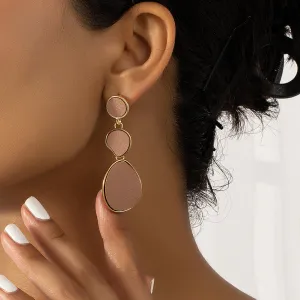 Pink Polystyrene & 18K Gold-Plated Oval Drop Earrings