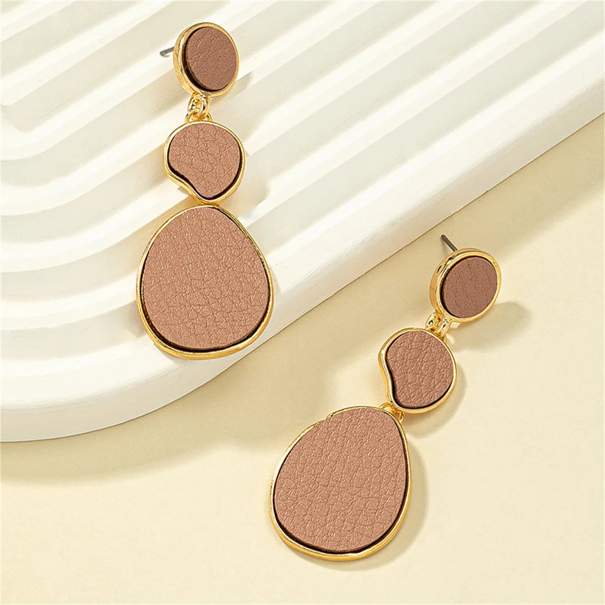 Pink Polystyrene & 18K Gold-Plated Oval Drop Earrings
