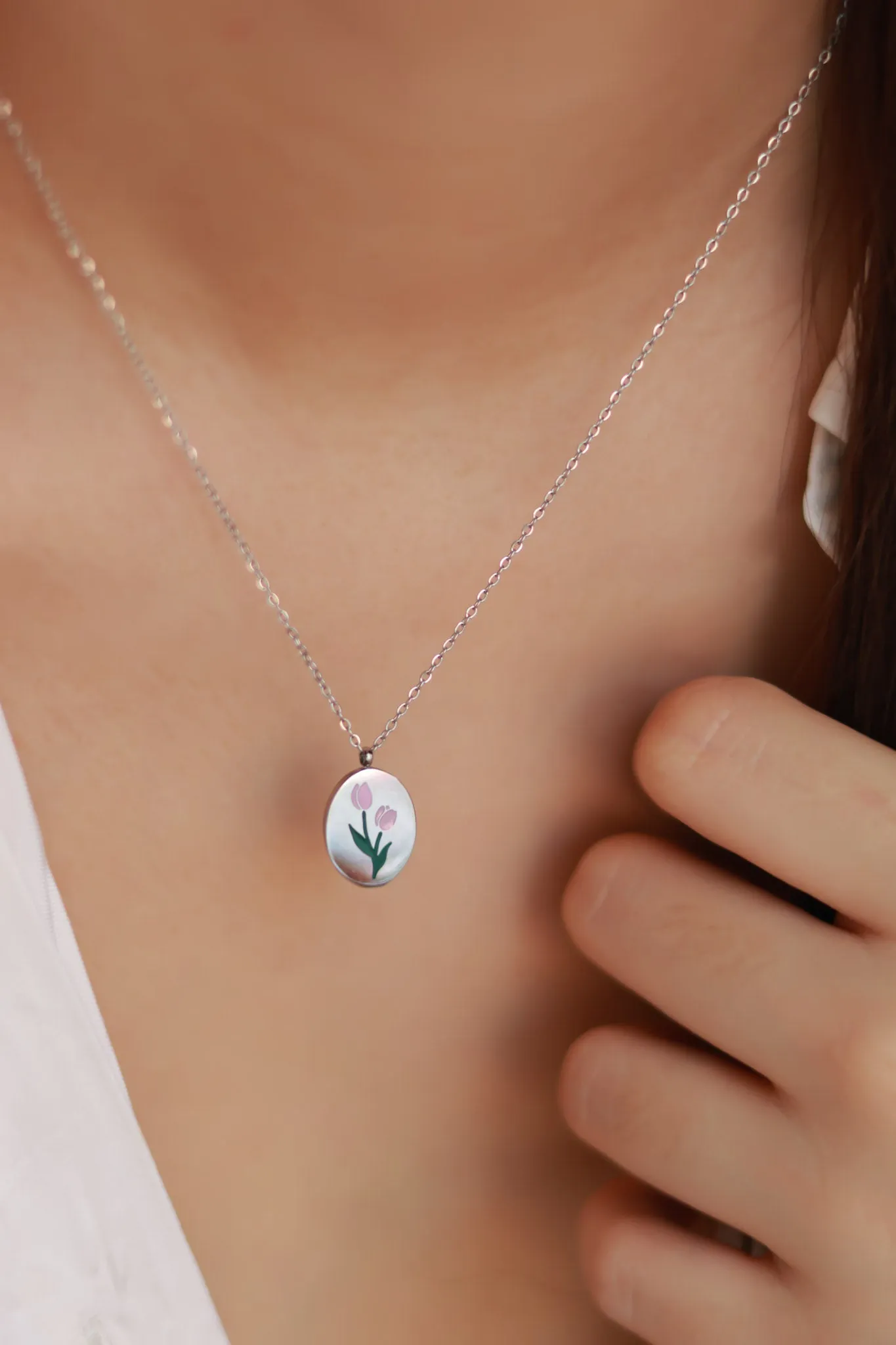 Pink Tulip Necklace
