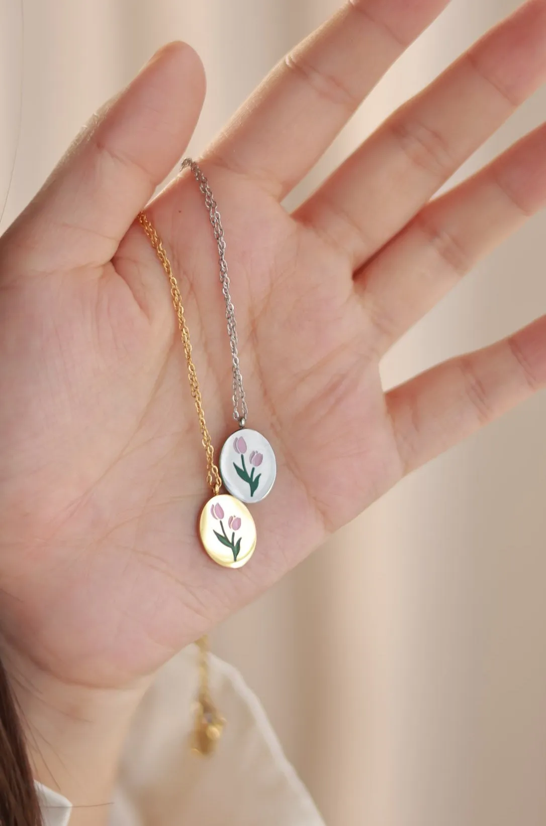 Pink Tulip Necklace