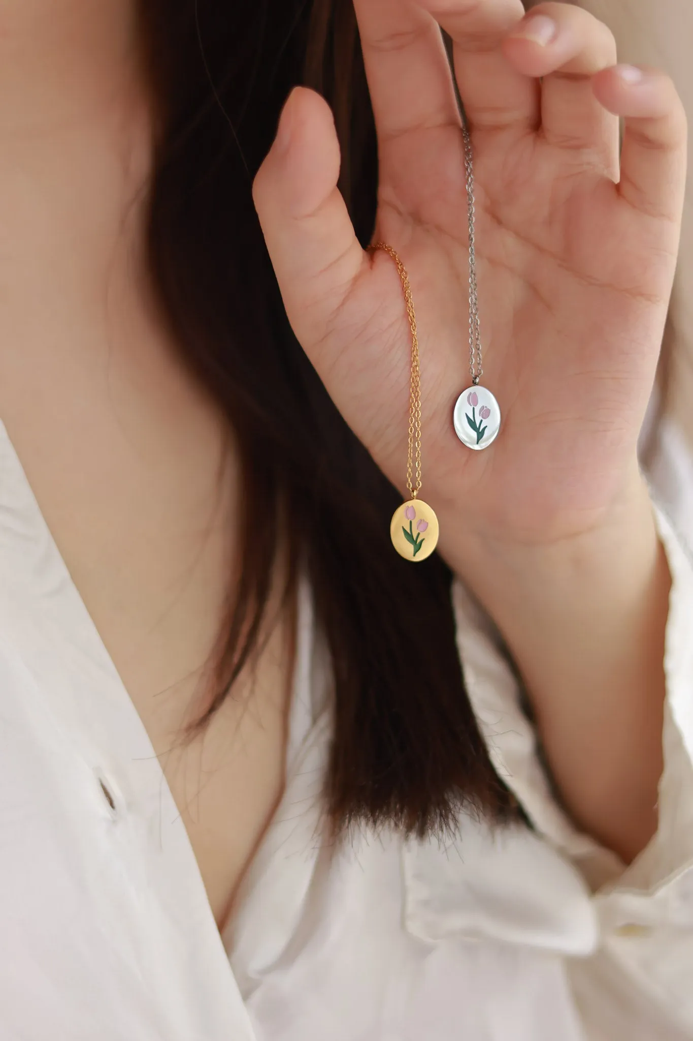 Pink Tulip Necklace