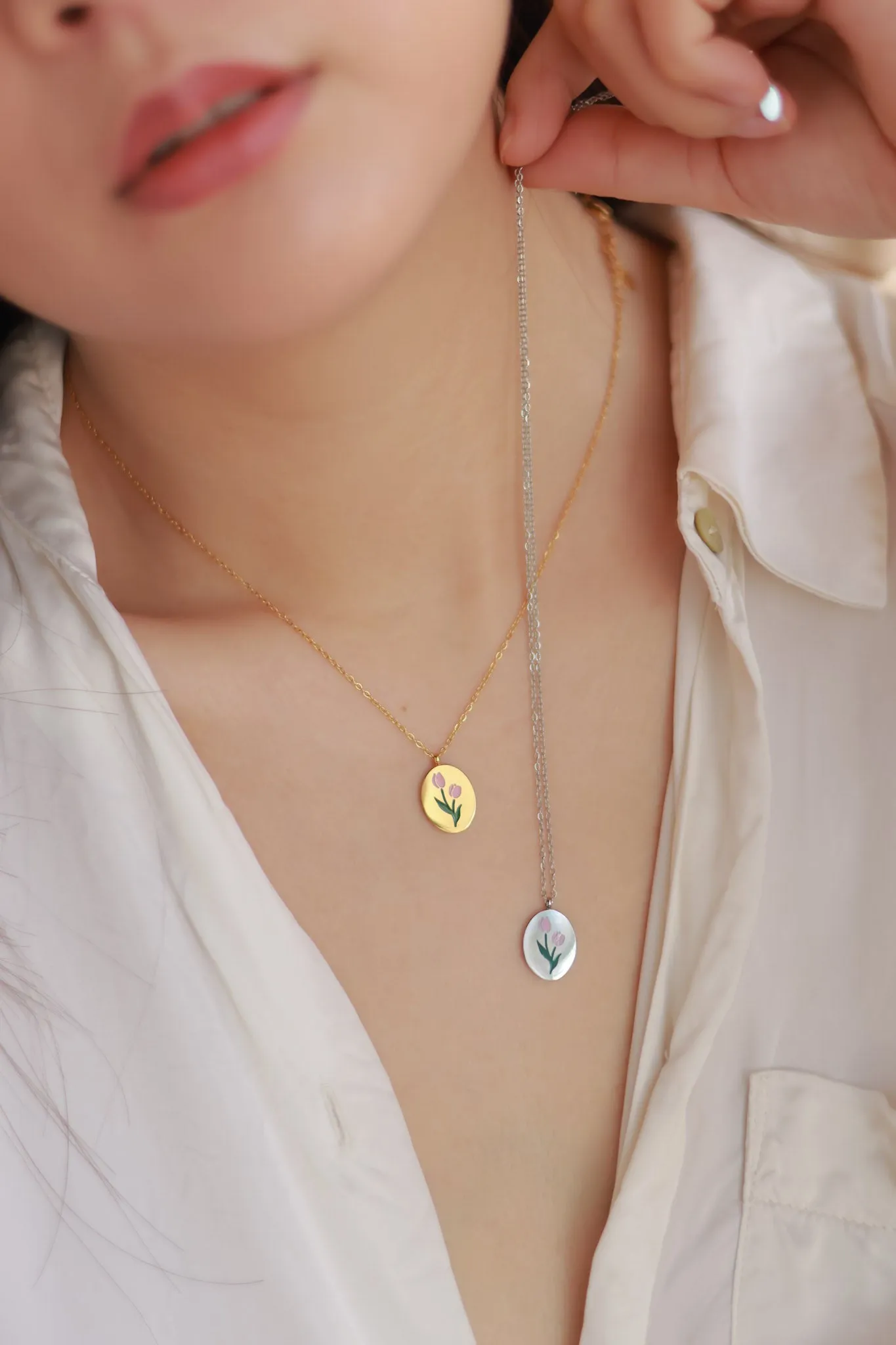Pink Tulip Necklace
