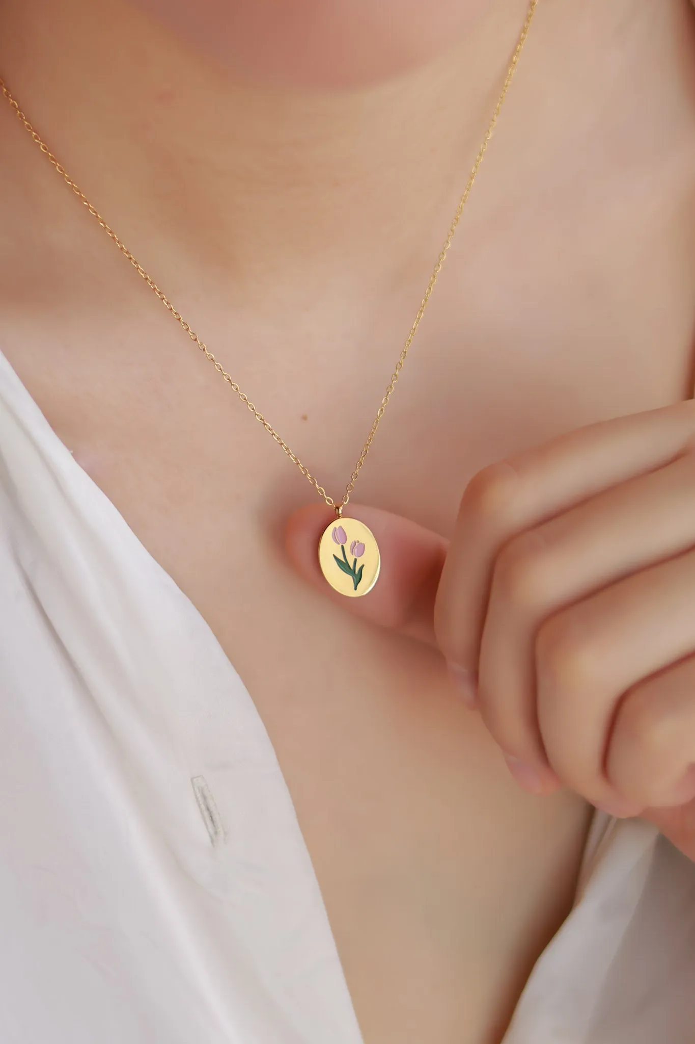 Pink Tulip Necklace