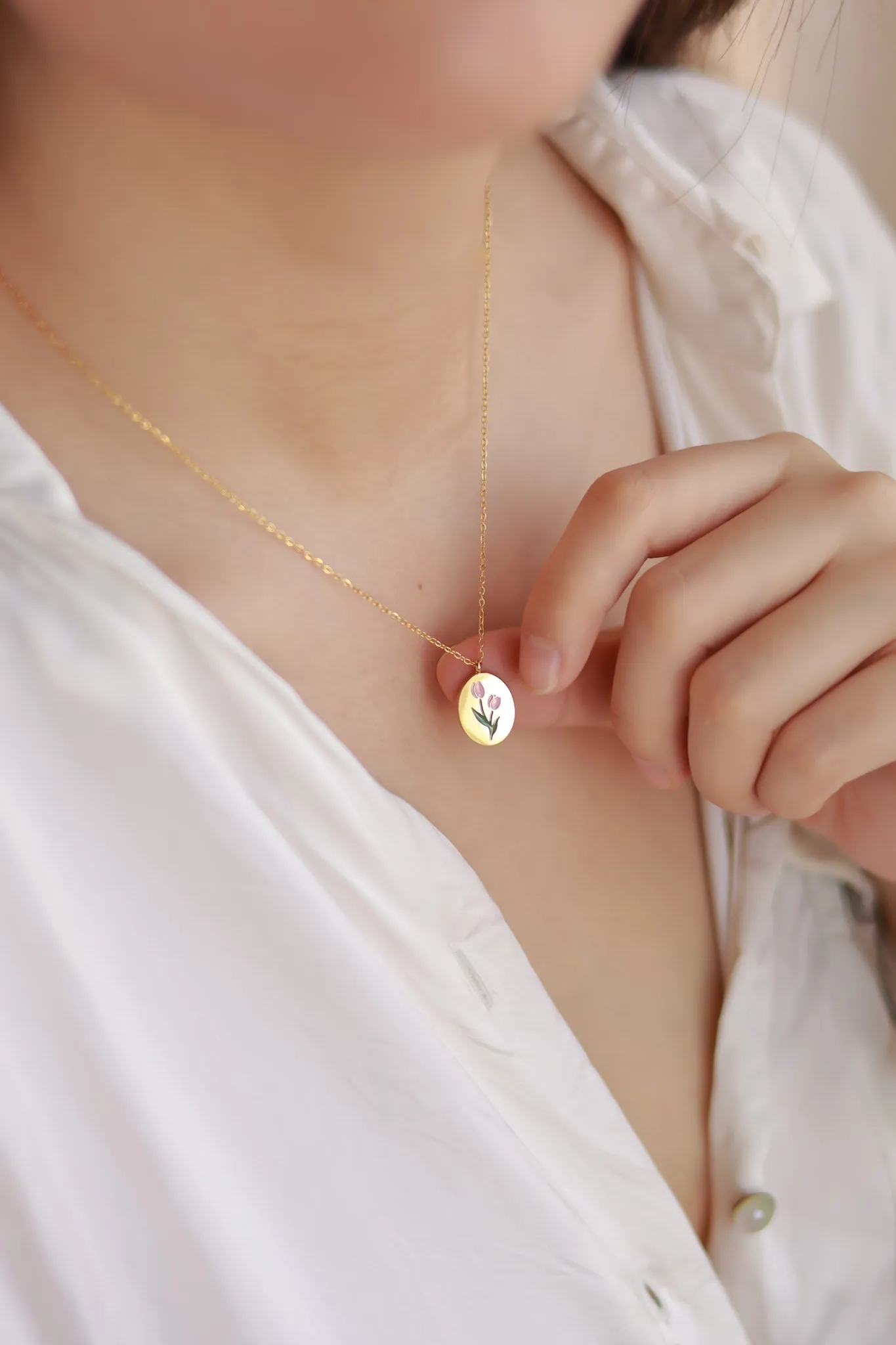 Pink Tulip Necklace