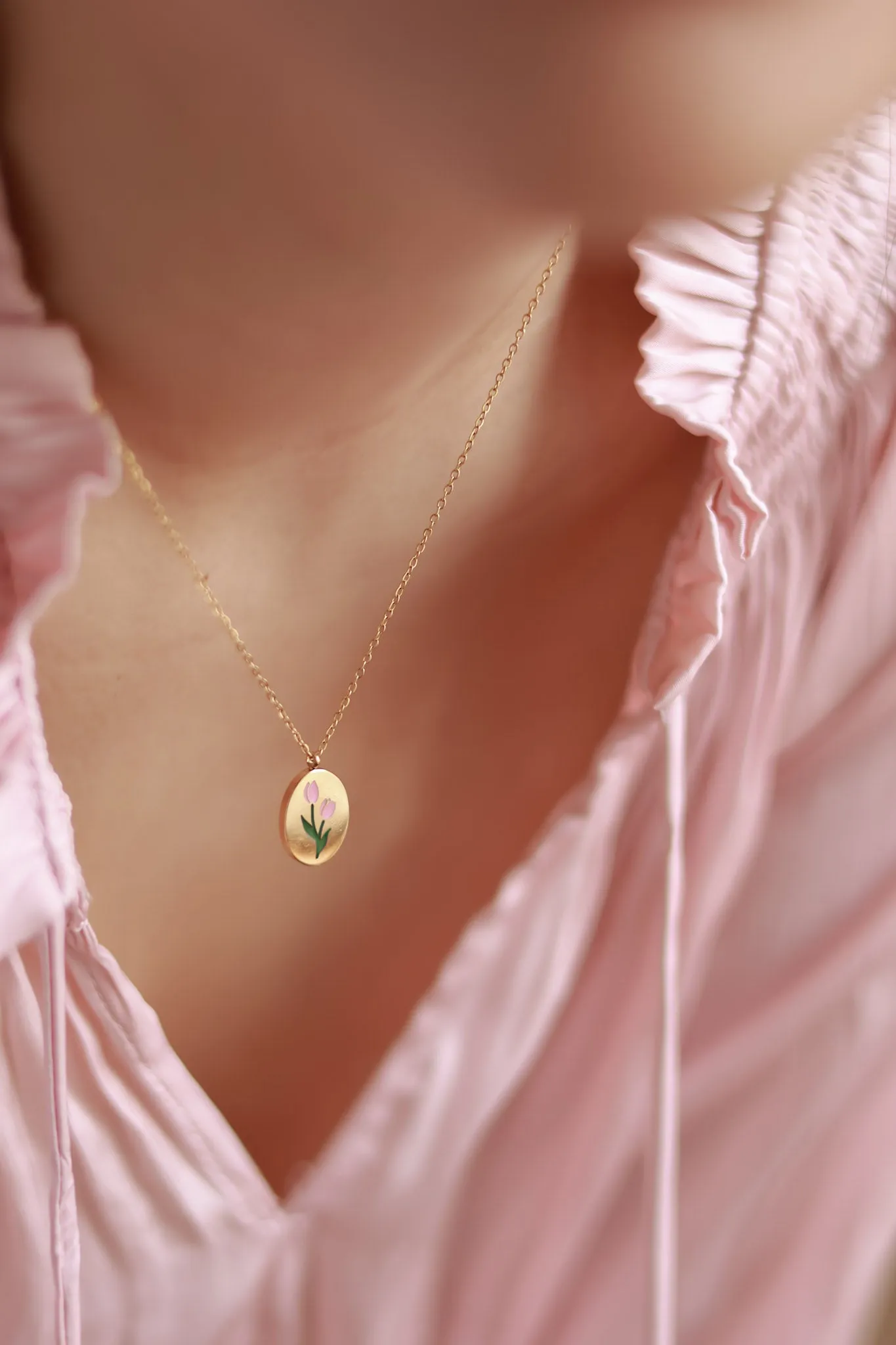 Pink Tulip Necklace