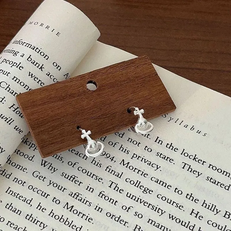 Planet Saturn Hoop Earrings
