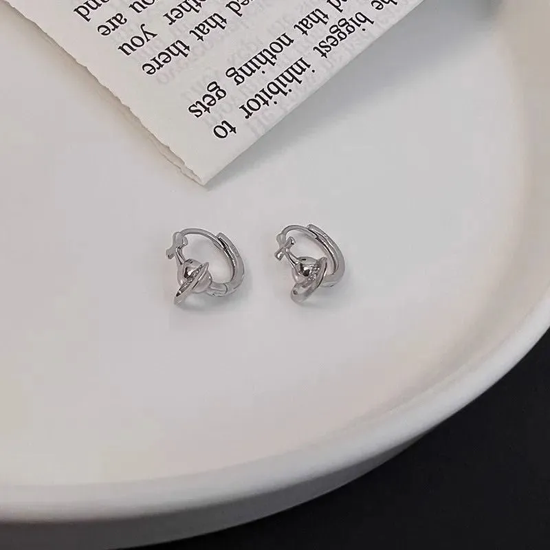 Planet Saturn Hoop Earrings