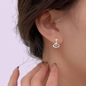 Planet Saturn Hoop Earrings