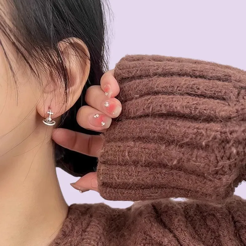Planet Saturn Hoop Earrings