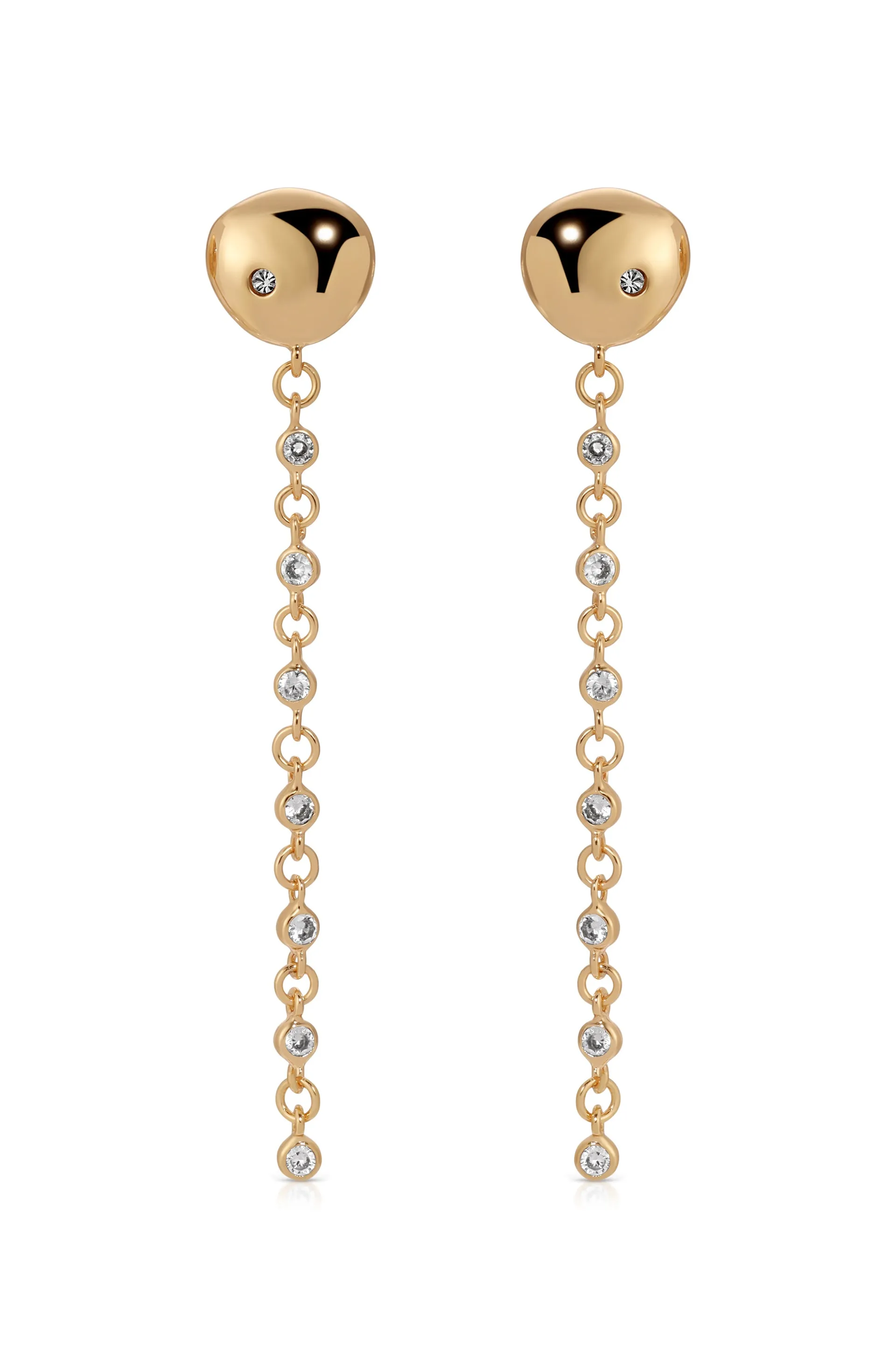 Polished Pebble Linear Chain Earrings