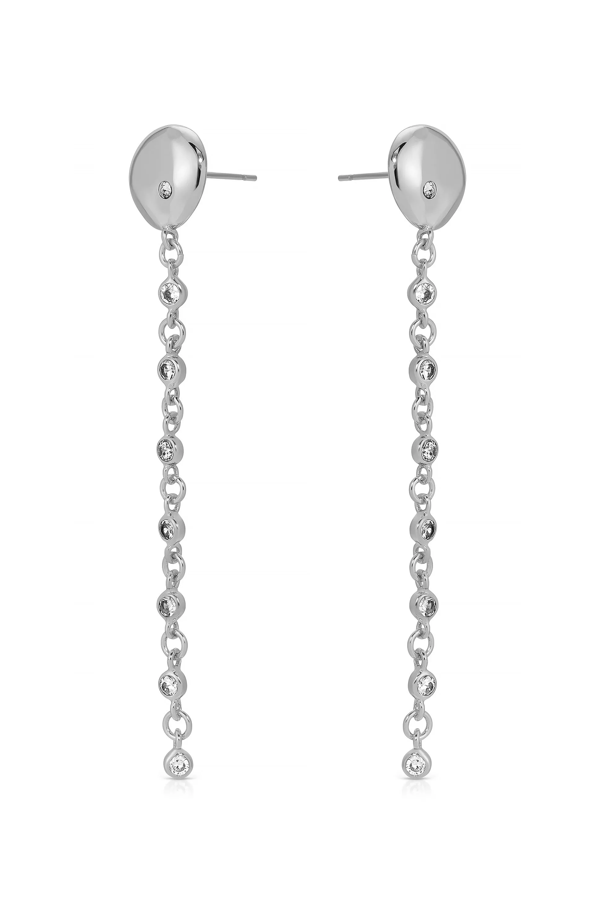 Polished Pebble Linear Chain Earrings