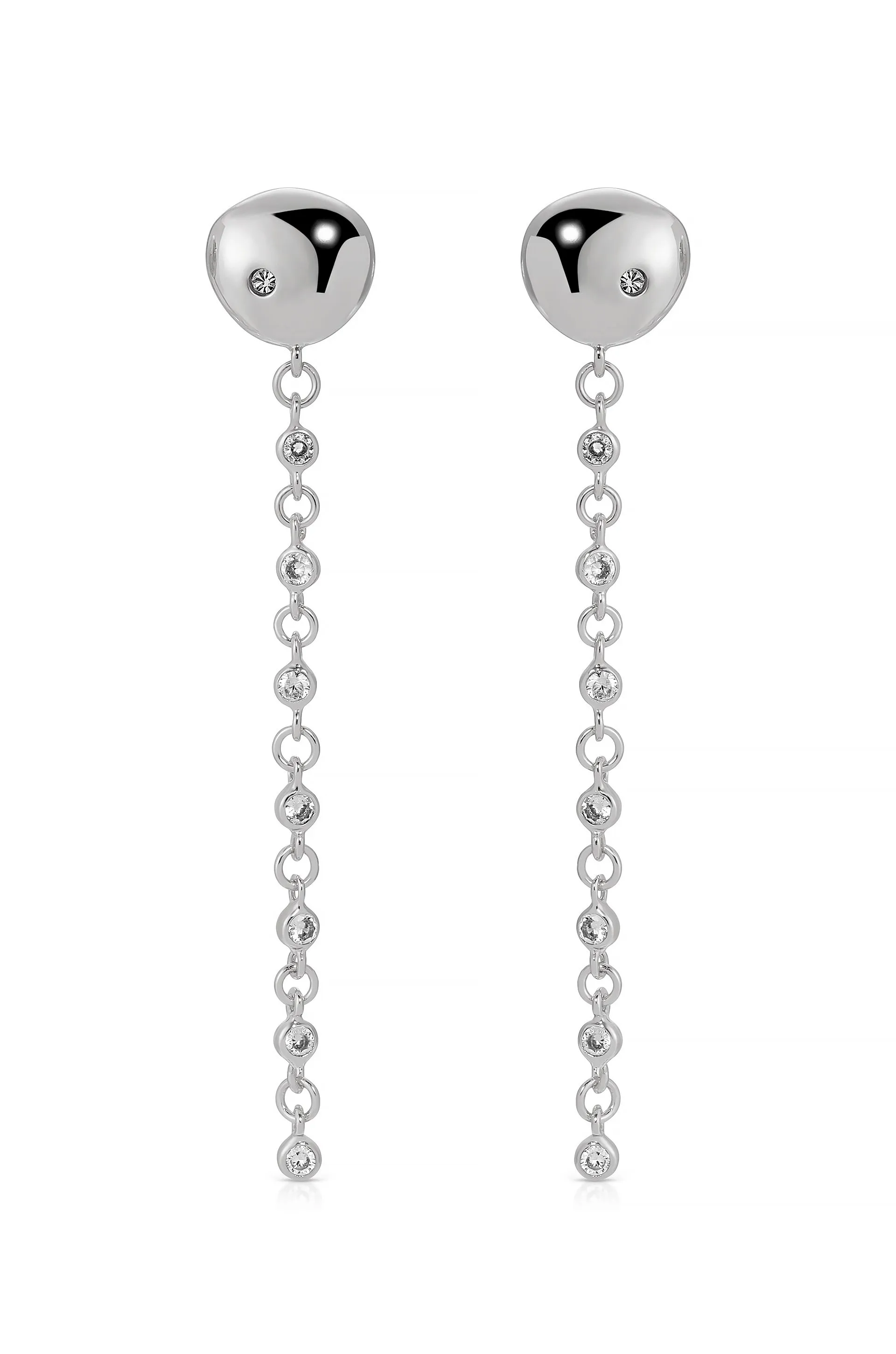 Polished Pebble Linear Chain Earrings