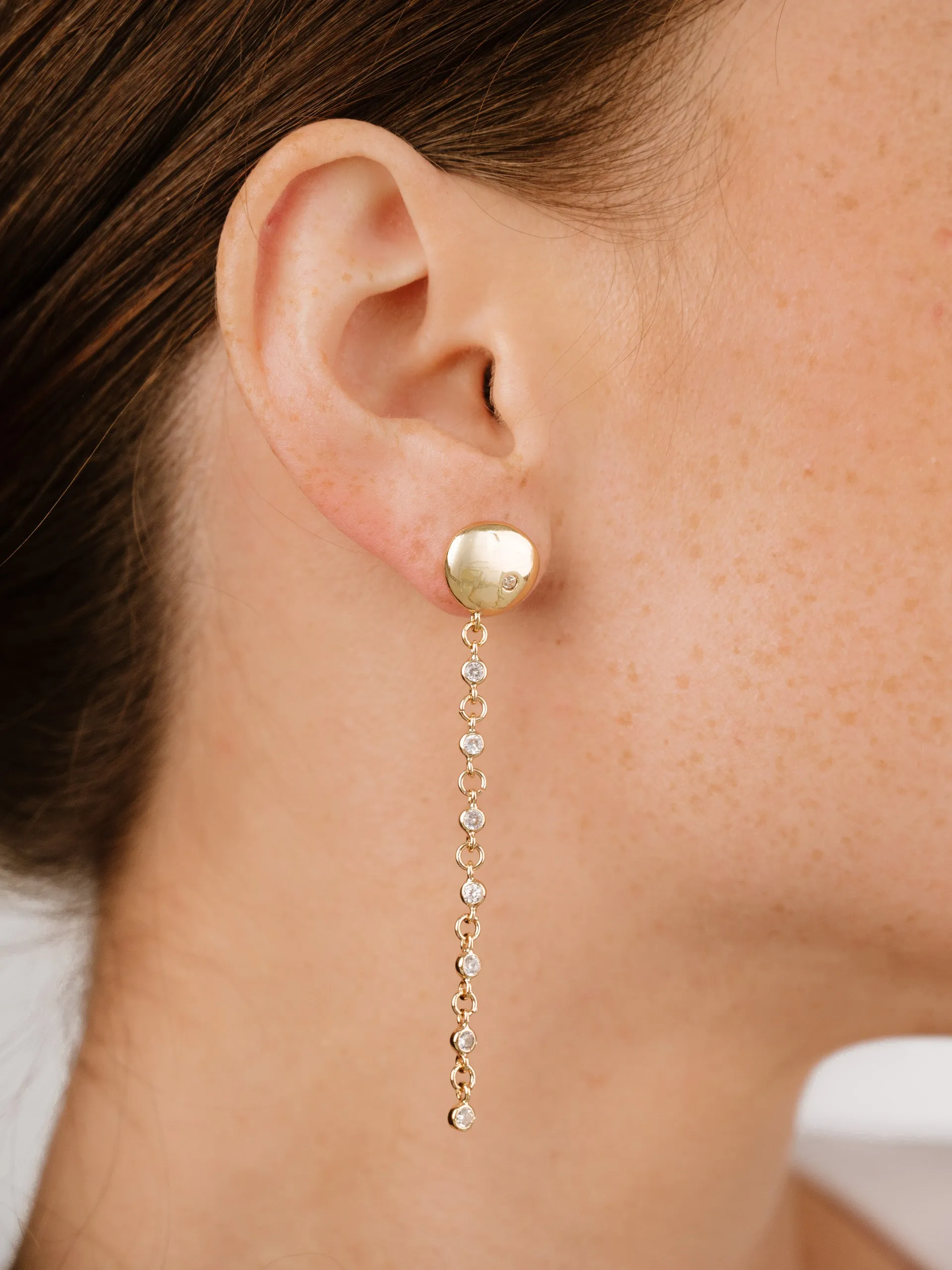 Polished Pebble Linear Chain Earrings