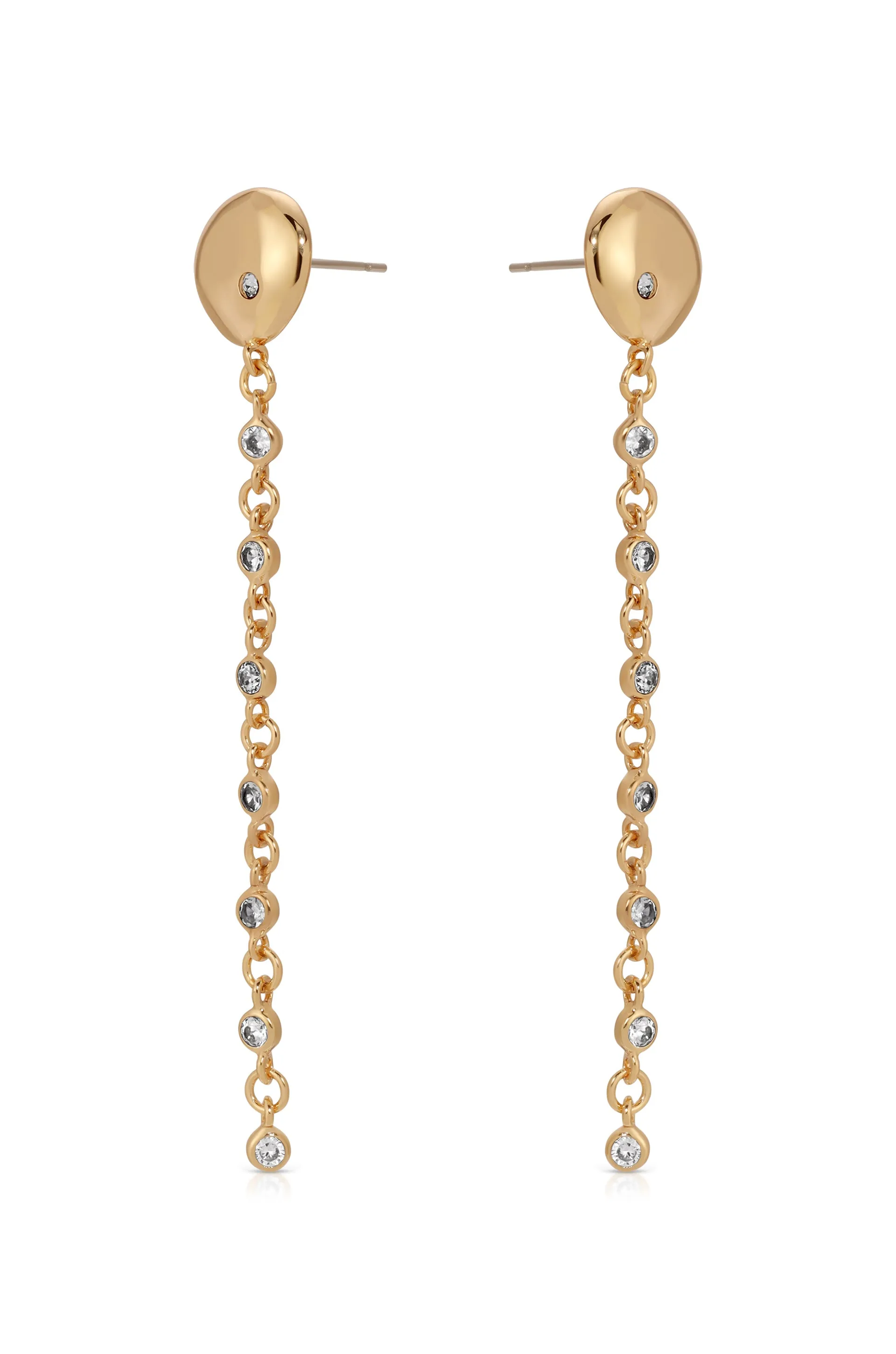 Polished Pebble Linear Chain Earrings