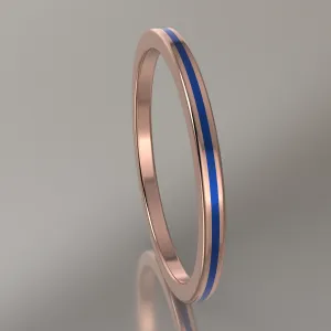 Polished Rose Gold 1.5mm Stacking Ring Blue Resin
