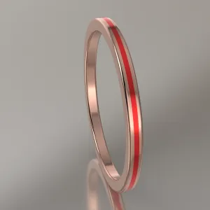 Polished Rose Gold 1.5mm Stacking Ring Red Resin
