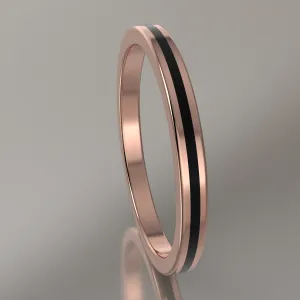 Polished Rose Gold 2mm Stacking Ring Black Resin