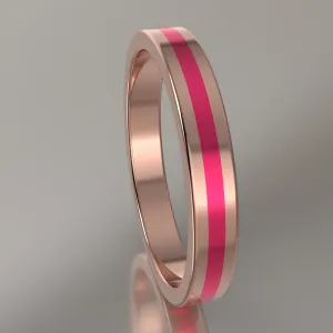 Polished Rose Gold 3mm Stacking Ring Pink Resin