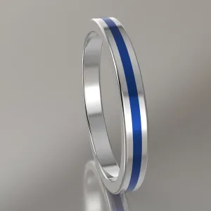 Polished Sterling Silver 2.5mm Stacking Ring Blue Resin