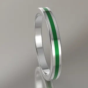 Polished Sterling Silver 2.5mm Stacking Ring Green Resin