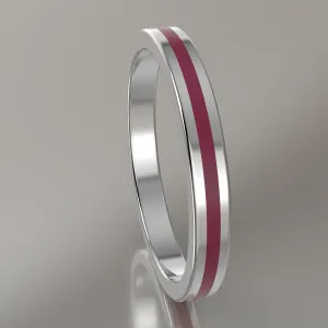 Polished Sterling Silver 2.5mm Stacking Ring Transparent Pink Resin