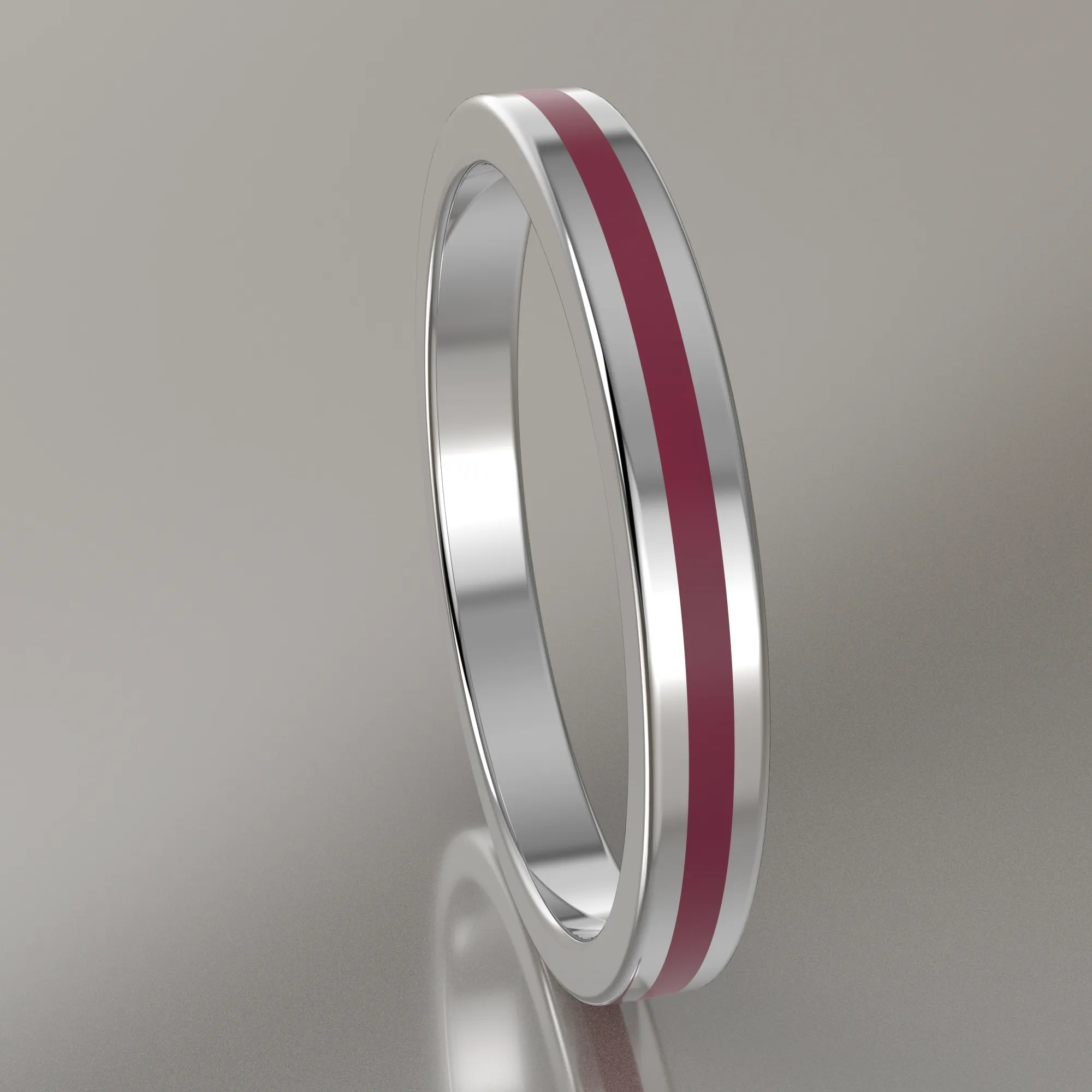 Polished Sterling Silver 2.5mm Stacking Ring Transparent Pink Resin