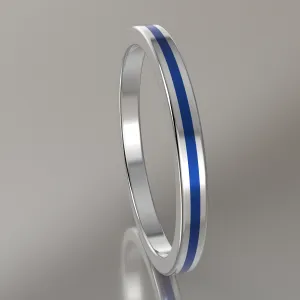 Polished Sterling Silver 2mm Stacking Ring Blue Resin