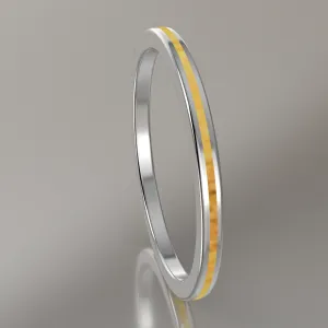 Polished White Gold 1.5mm Stacking Ring Shimmer Gold Resin