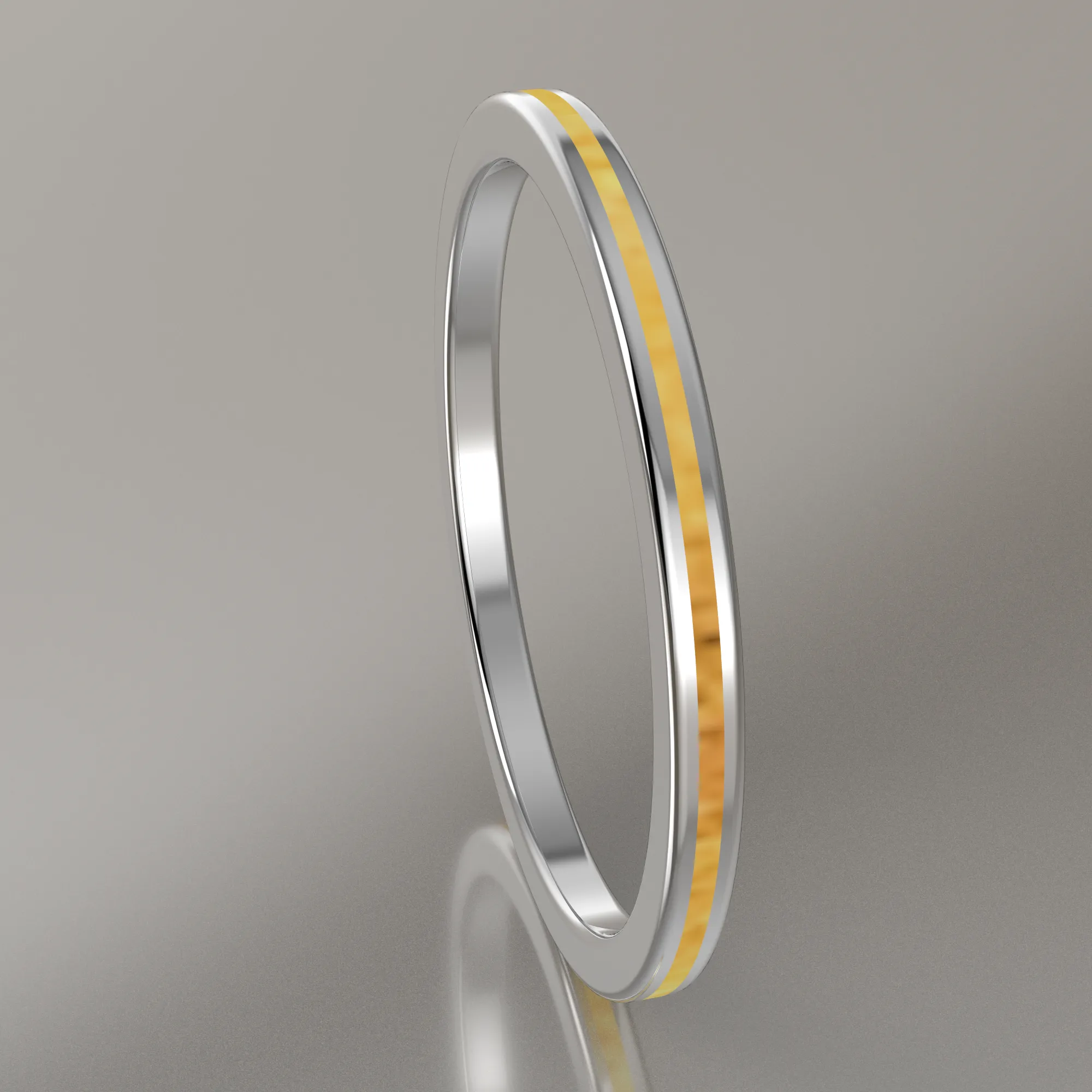 Polished White Gold 1.5mm Stacking Ring Shimmer Gold Resin
