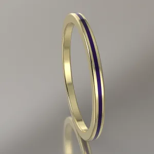Polished Yellow Gold 1.5mm Stacking Ring Purple Resin