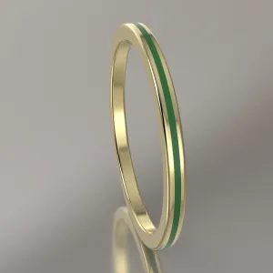 Polished Yellow Gold 1.5mm Stacking Ring Transparent Green Resin