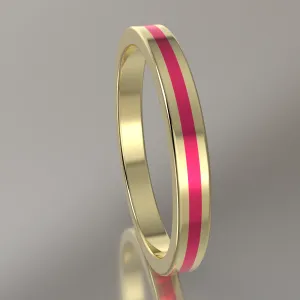 Polished Yellow Gold 2.5mm Stacking Ring Pink Resin