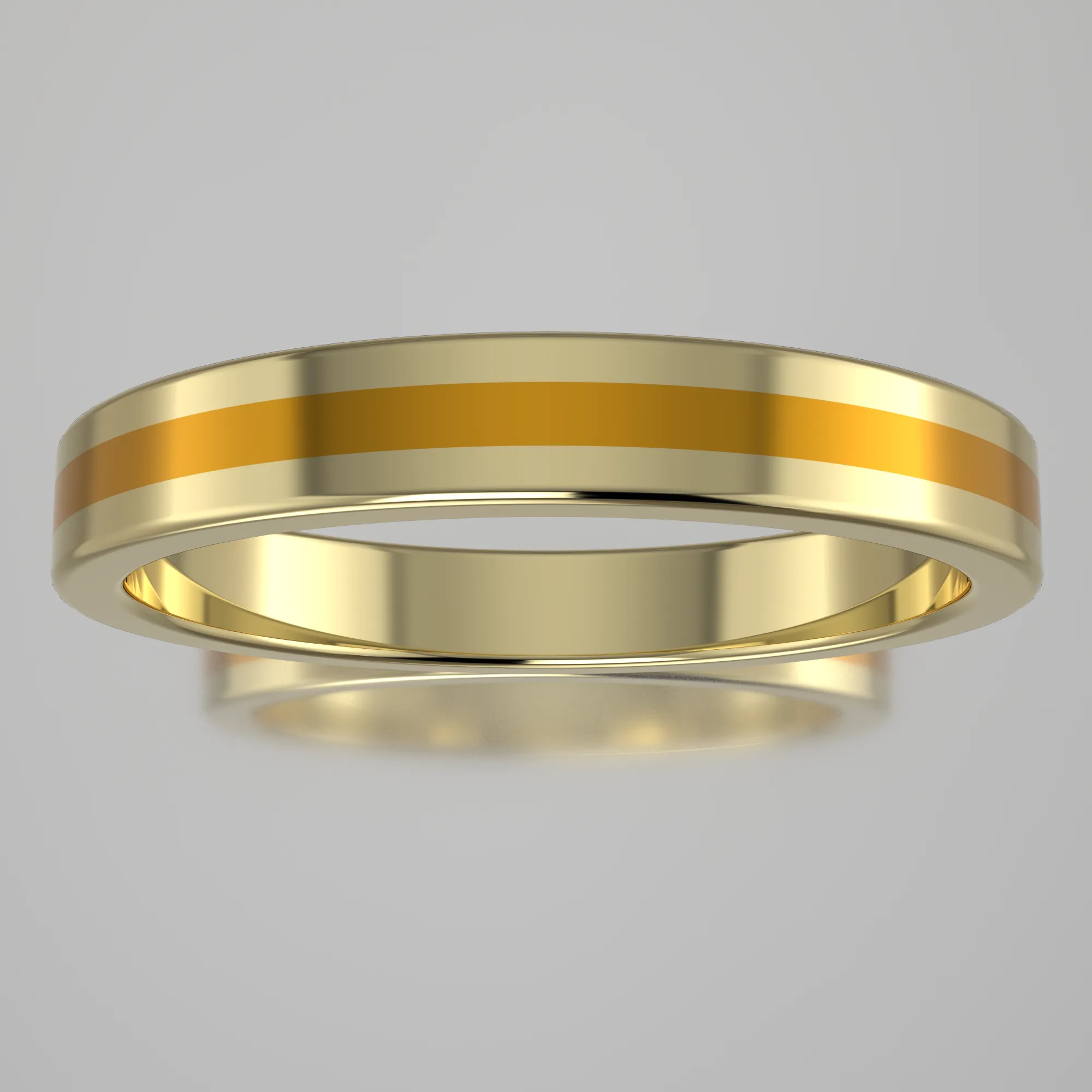 Polished Yellow Gold 3mm Stacking Ring Yellow Resin