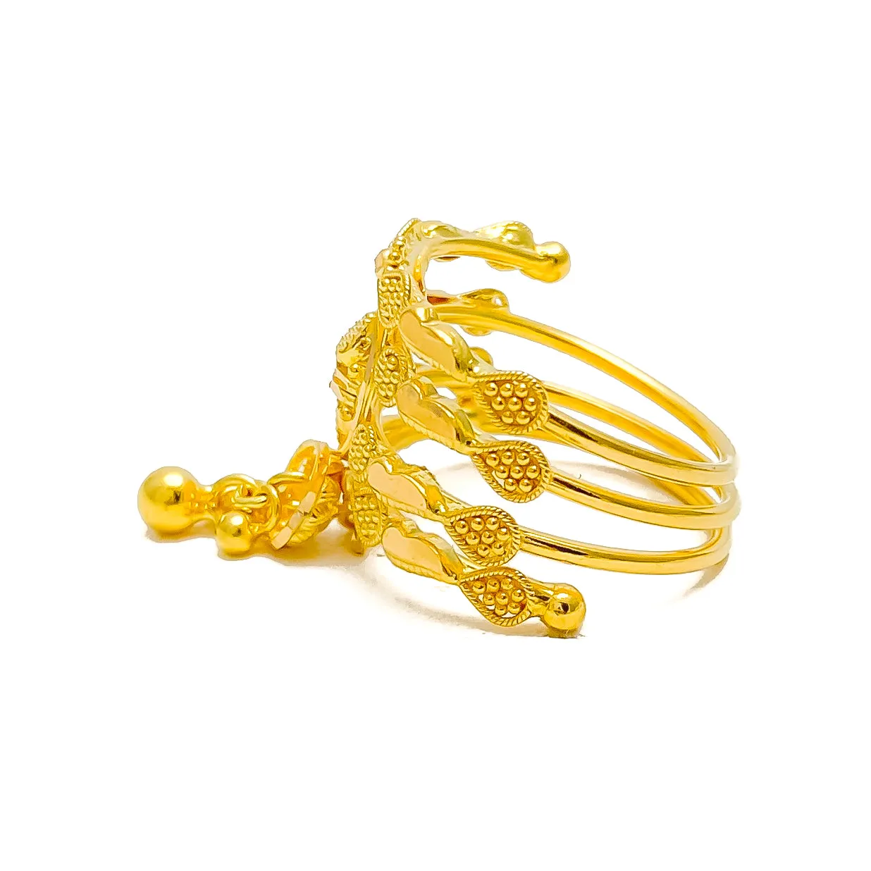 Precious Tassel 22K Gold Spiral Ring