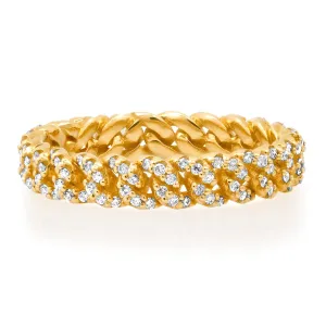Pretty Diamond Pave Cuban Chain Stacking Ring
