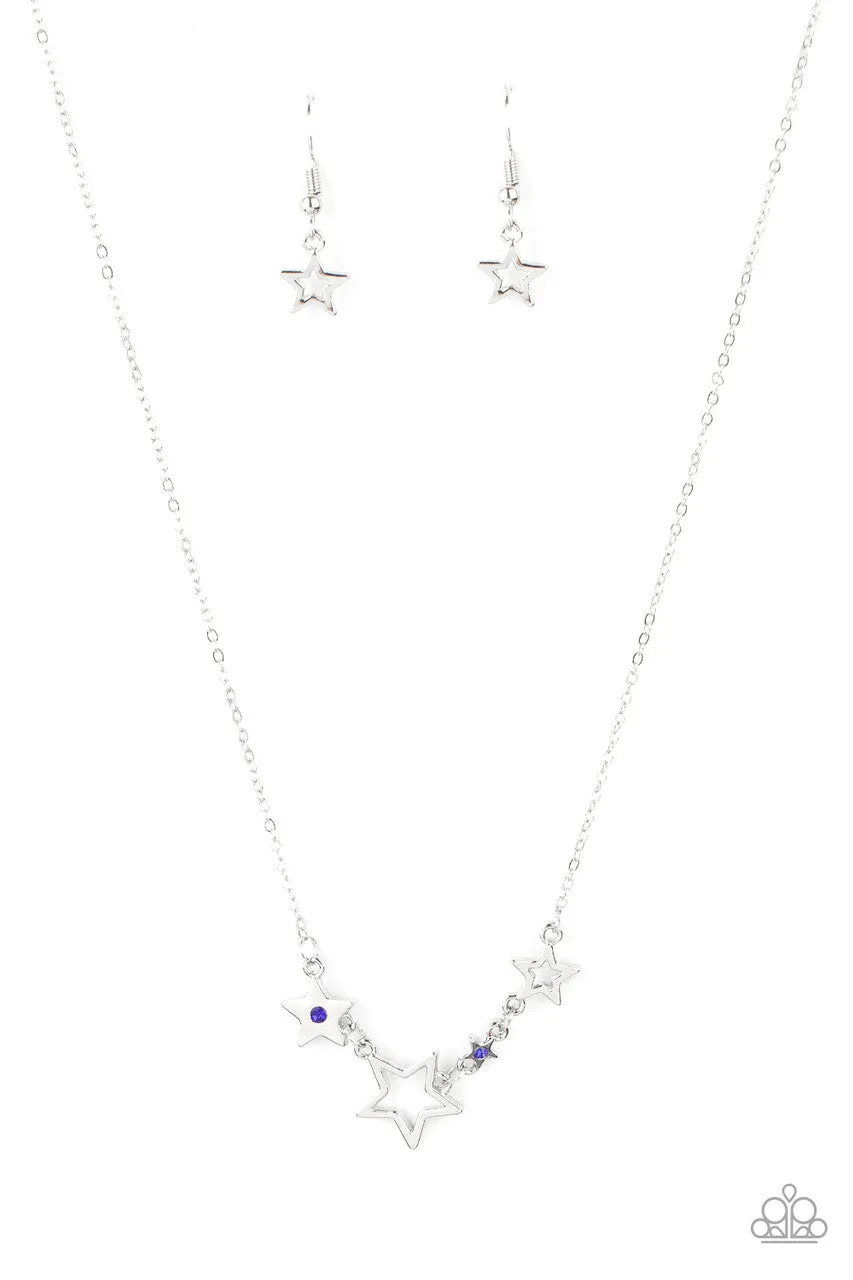 Proudly Patriotic - Blue - Rhinestone Silver Star Americana Paparazzi Short Necklace