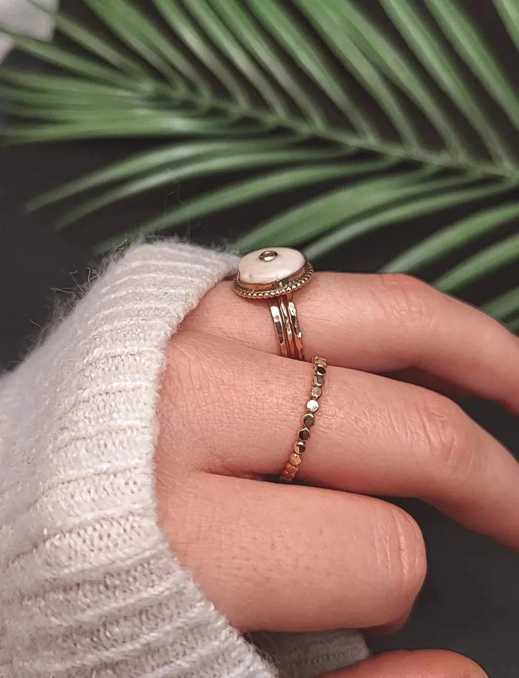 Puka Pimpin Ring White With Gold Center #1