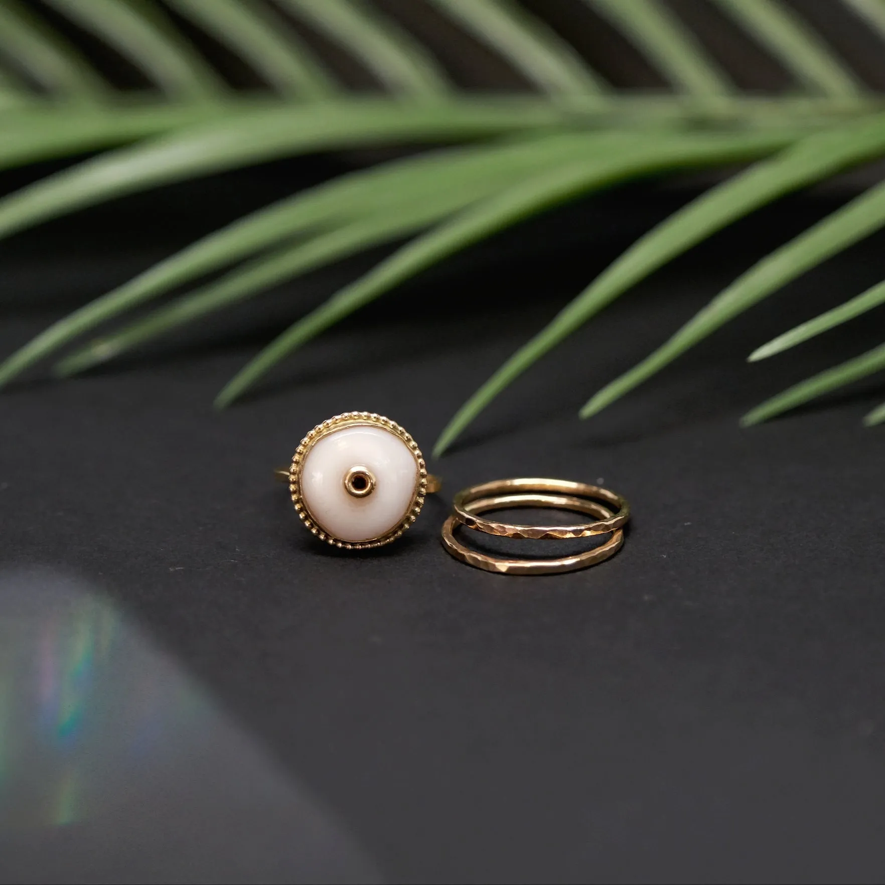 Puka Pimpin Ring White With Gold Center #1
